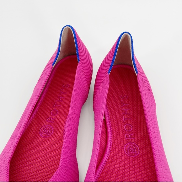 Rothy’s Berry The Point Knit Flats Orange Stripe Pointed Toe Pink - Picture 5 of 6